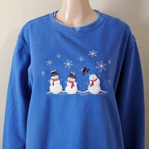 Vintage Northern Reflections Snowman Snowflake Blue Crewneck Sweater, Size XL